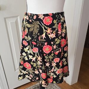 LC LAUREN CONRAD BRAND WOMEN'S BLACK AND PINK FLORAL SKIRT SIZE XL